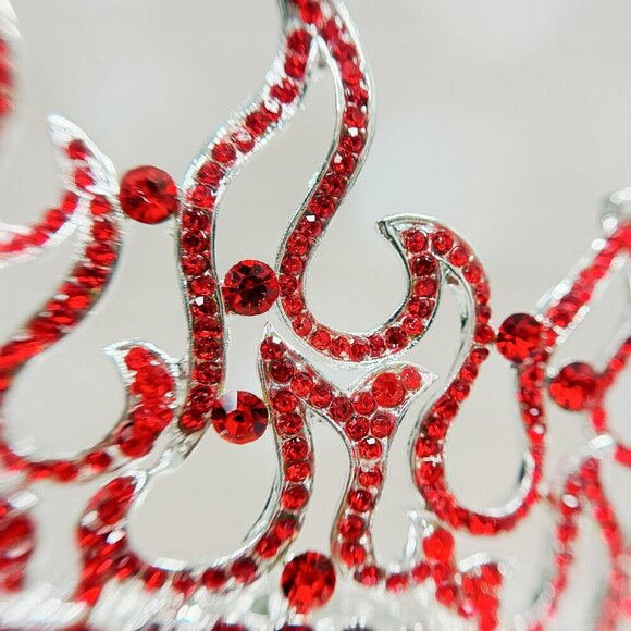 Flame of Fire Crown, Holy Fire Tiara, Red Crystal Crown, Silver Crown Tiara main image 6